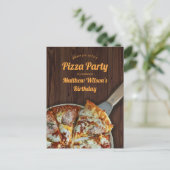 Verjaardag Pizza Feest Roestig Hout Ansichtkaart Briefkaart (Staand voorkant)