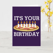 VERJAARDAG PIZZA MET KAARSEN KAART (Gele Bloem)