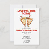 Verjaardag Pizza Party, ik hou van je twee pizza's Kaart (Voorkant)
