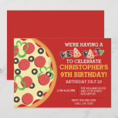 Verjaardag Pizza Party Invite Kaart (Voorkant / Achterkant)