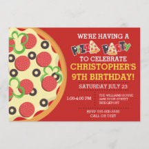 Verjaardag Pizza Party Invite