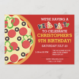 Verjaardag Pizza Party Invite Kaart