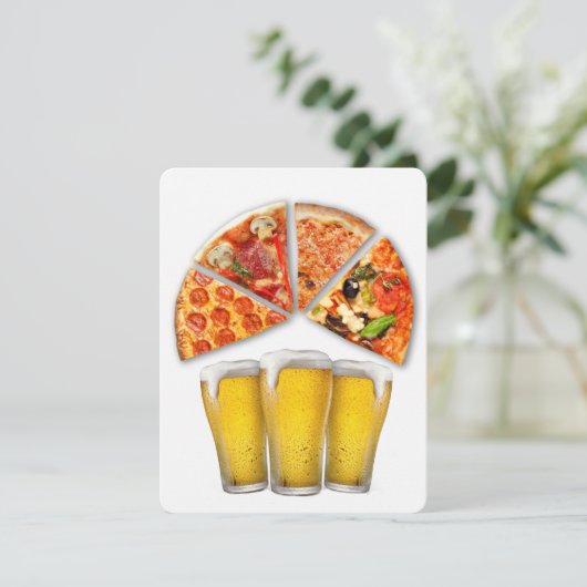 Verjaardag Pizza Party Uitnodiging (Staand voorkant)