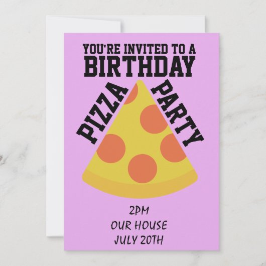 VERJAARDAG PIZZA PARTY! UITNODIGINGEN (Voorkant)