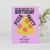 VERJAARDAG PIZZA PARTY! UITNODIGINGEN (Staand voorkant)