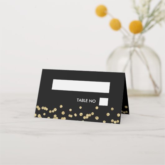 Verjaardag Plaatskaarten Gold Glitter Confetti Zwa Plaatskaartje (Voorkant)
