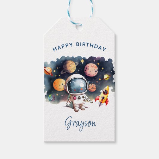 Verjaardag Planeten in de Ruimte Cadeaulabel (Voorkant)