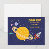 Verjaardag Planeten & Raketschip in de ruimte Briefkaart (Voorkant / Achterkant)