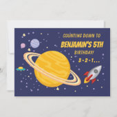 Verjaardag Planeten & Raketschip in de ruimte Kaart (Voorkant)