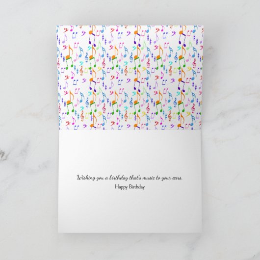 Verjaardag Platenspeler met Neon Muzieknoten Kaart (Binnen)