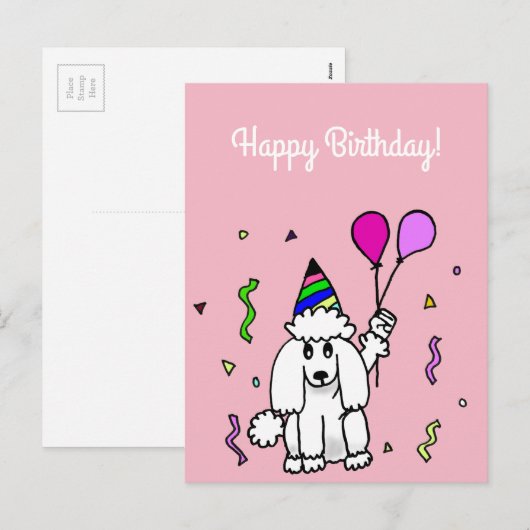 Verjaardag poedelhond briefkaart (Voorkant / Achterkant)