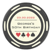 Verjaardag Poker Chip Las Vegas Thema Black Cream Hockey Puck (Voorkant)