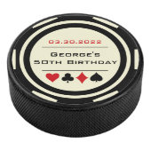 Verjaardag Poker Chip Las Vegas Thema Black Cream Hockey Puck (3/4)