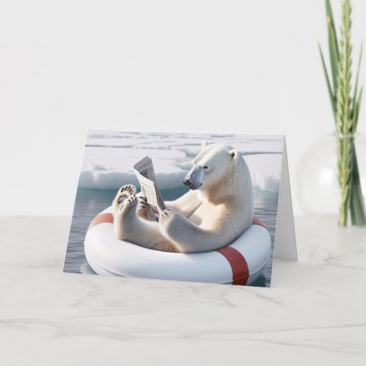 Verjaardag Polar Beer Een krant lezen Kaart (Voorkant)