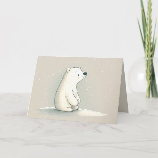 Verjaardag Polar Beer in Sneeuwvlokken Kaart (Voorkant)