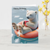 Verjaardag Polar Beer nippen een Drink Kaart (Gele Bloem)