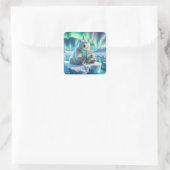 Verjaardag Polar Beer op een ijsberg Vierkante Sticker (Tas)