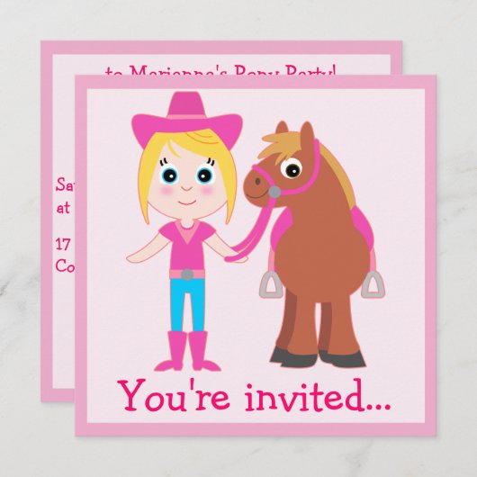 Verjaardag: Pony Kaart (Voorkant / Achterkant)