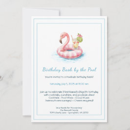 Verjaardag Pool Party Uitnodiging met Cocktails
