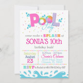 Verjaardag Pool Party Uitnodiging Roze (Voorkant)