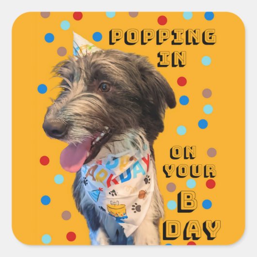 Verjaardag Pop in Puppy Sticker (Voorkant)