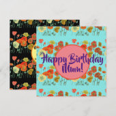 Verjaardag Poppy bloemen dames Moeder Naamkaart Feestdagenkaart (Voorkant / Achterkant)