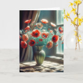 Verjaardag Poppy boeket in zonlicht Kaart (Gele Bloem)