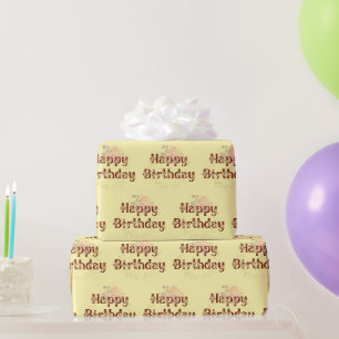Verjaardag Posie op Crème Wrapping Paper Cadeaupapier