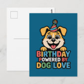 Verjaardag Powered by Dog Love Design Briefkaart (Voorkant / Achterkant)