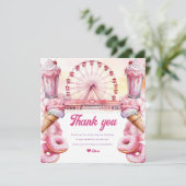 Verjaardag pretpark bedankkaart (Staand voorkant)