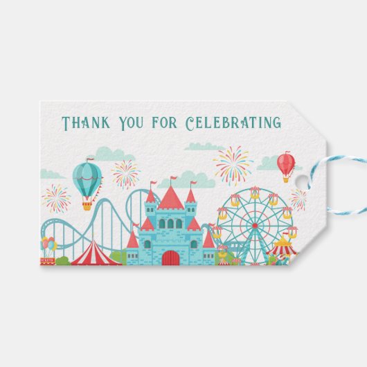 Verjaardag pretpark cadeaulabel (Voorkant (Horizontaal))