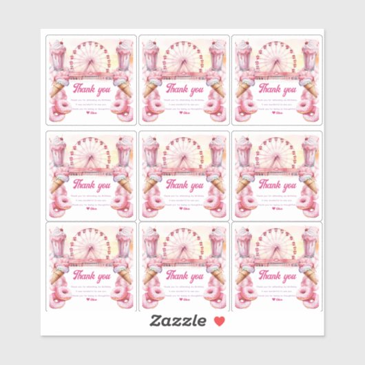 Verjaardag pretpark sticker (Vel)