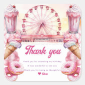 Verjaardag pretpark vierkante sticker (Voorkant)