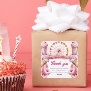 Verjaardag pretpark vierkante sticker