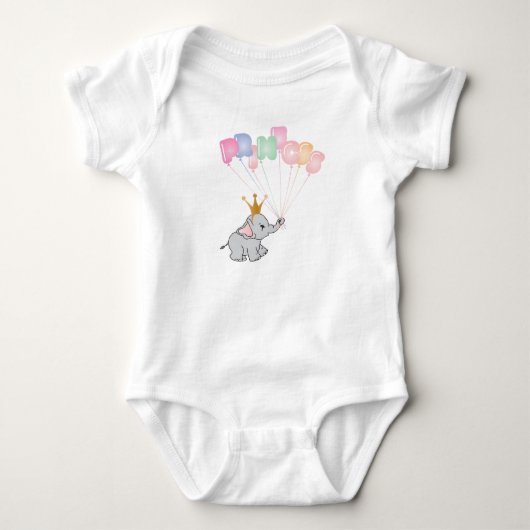 Verjaardag Prinses Afbeeldingen Baby Olifant Romper (Voorkant)