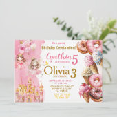 Verjaardag prinses en ijsje samen kaart (Staand voorkant)