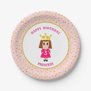 Verjaardag Prinses & Gouden Confetti Papieren Bordje