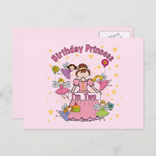 Verjaardag Prinses Ik ben Twee T-shirts en Geschen Briefkaart (Voorkant / Achterkant)