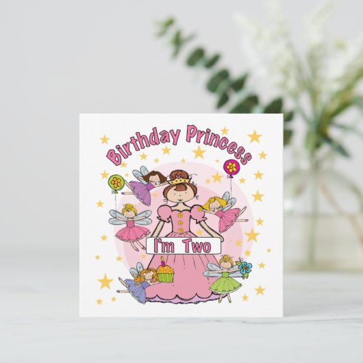 Verjaardag Prinses Ik ben Twee T-shirts en Geschen Kaart (Staand voorkant)