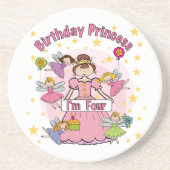 Verjaardag Prinses Ik ben Vier T-shirts en Geschen Zandsteen Onderzetter (Voorkant)