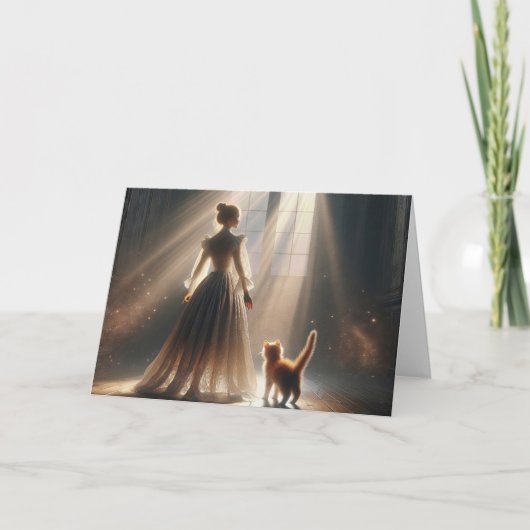 Verjaardag prinses met een kitten kaart (Voorkant)