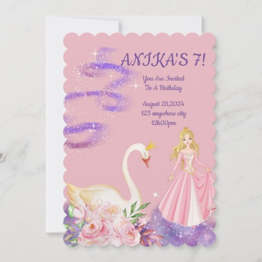VERJAARDAG PRINSES UITNODIGING PERZIK KLEUR (Voorkant)