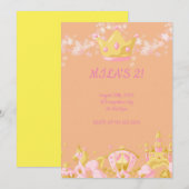 VERJAARDAG PRINSES UITNODIGING PERZIK KLEUR (Voorkant / Achterkant)