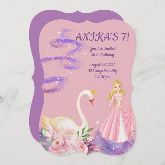 VERJAARDAG PRINSES UITNODIGING PERZIK KLEUR (Voorkant / Achterkant)