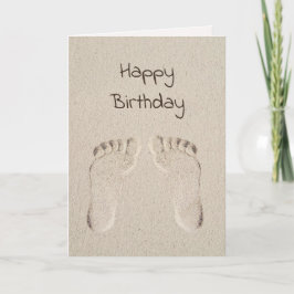Verjaardag Prints op blote voeten in Beach Sand Kaart
