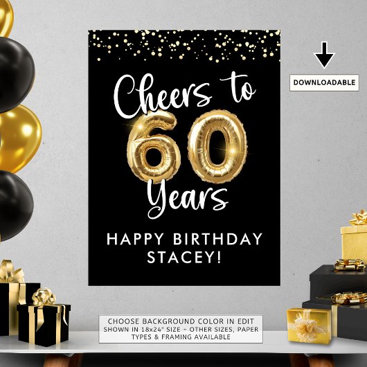 Verjaardag Proost op 60 jaar Welkom Teken Poster