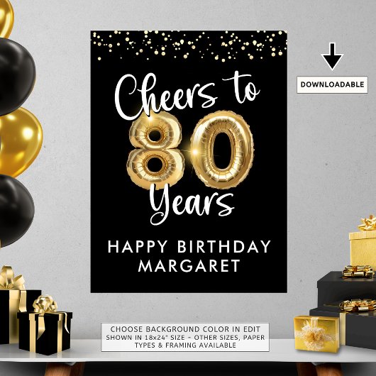 Verjaardag Proost op 80 jaar Welkom Teken Poster