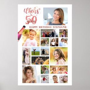 Verjaardag PROOST OP JAAR Rose Goud 18 Foto's Poster