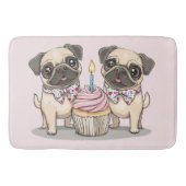 Verjaardag Pug Dogs Cupcake Badmat (Voorkant)
