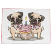 Verjaardag Pug Dogs Cupcake Groot Cadeauzakje (Achterkant)